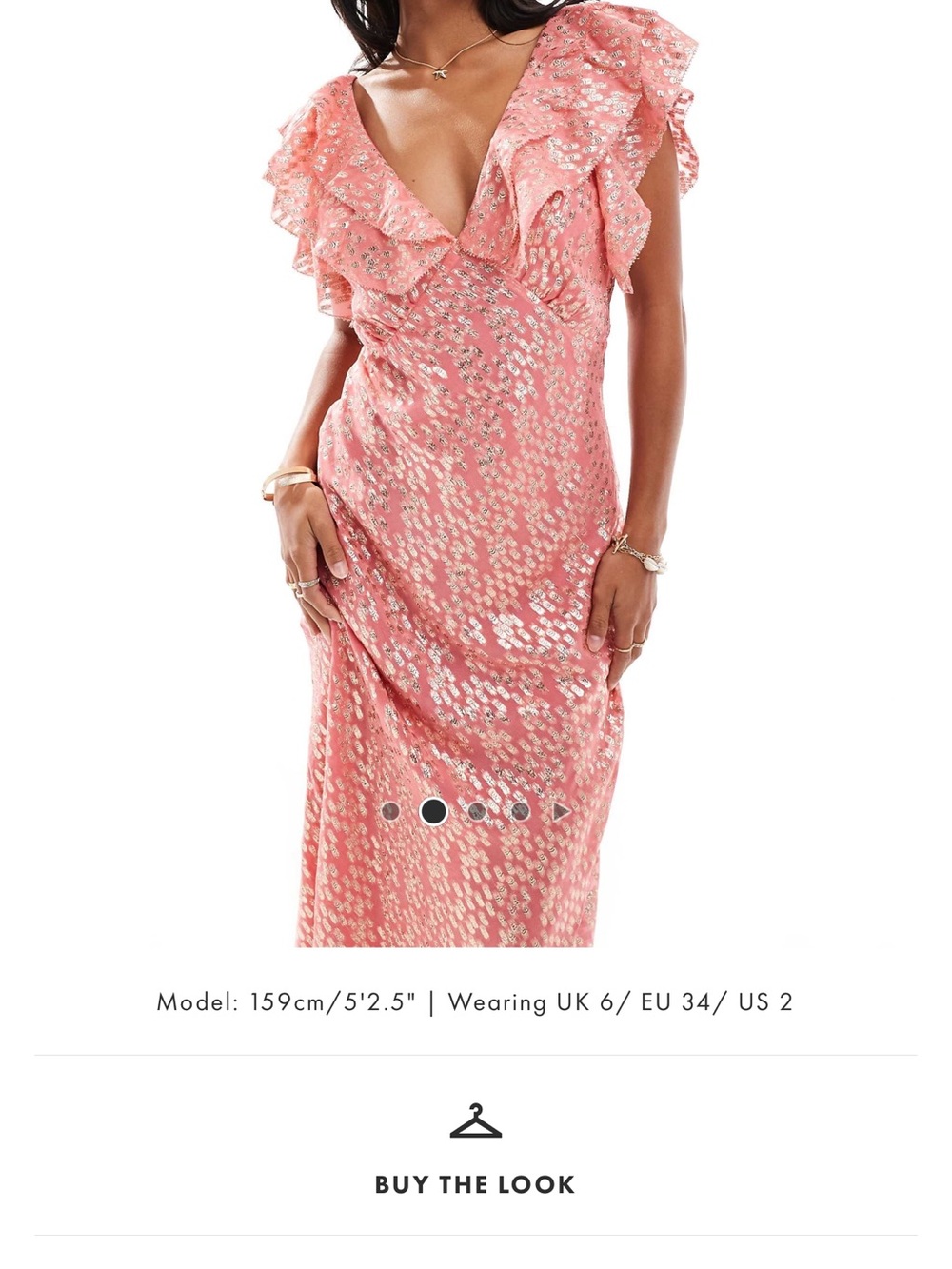 ASOS Pink Sequin Ruffle V-Neck Maxi Dress
